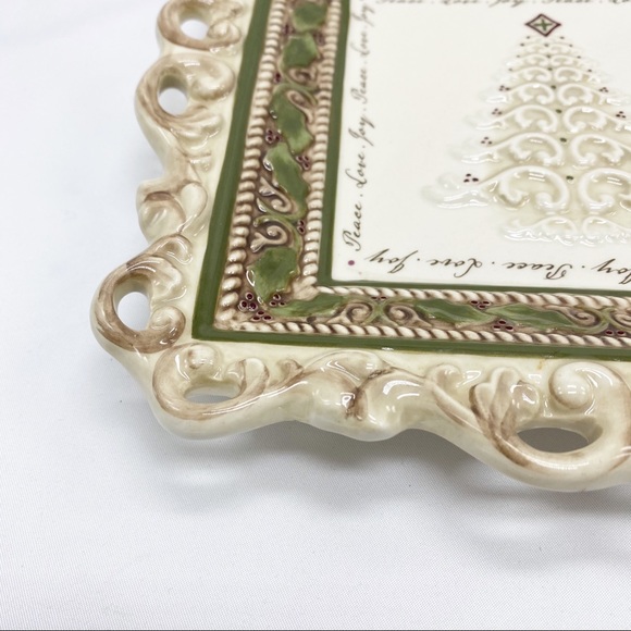 Clearance Peace Love Joy Christmas Tree Decor Plate w Stand - Picture 5 of 9